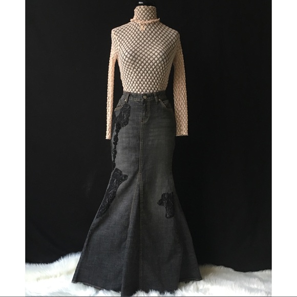 bisou bisou denim mermaid skirt